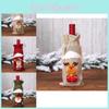 Christmas Decoration Burlap Santa Claus Doll Wine Bottle Cover Holiday Hotel Decor Manufacturer Stock