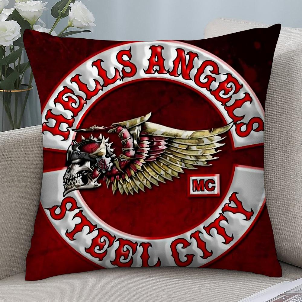 

Мото Подушка H-Hells Angels Наволочка Короткий Плюш Диван Декоративный Подарок Дом Двусторонняя Печать Подушка 12x12in 30x30cm