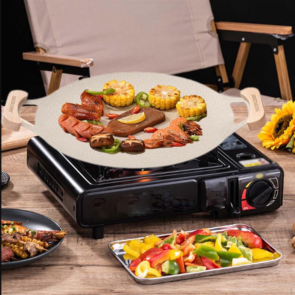BBQ Grill Pan Barbecue with Handles Frying Nonstick Griddle for Camping Indoor