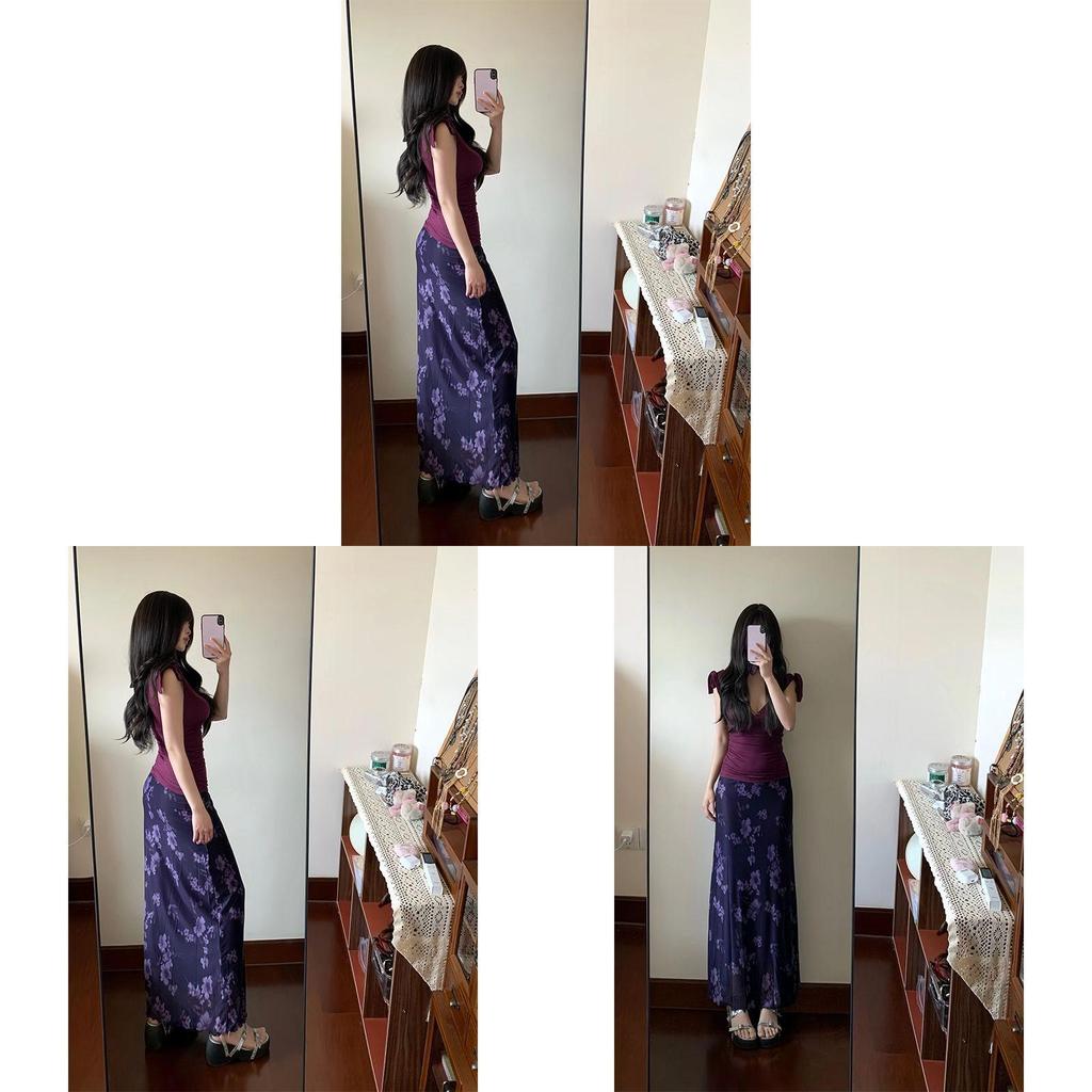 Summer Sexy Girl Purple Lace Layered Twopiece Set For Fashionable Wear