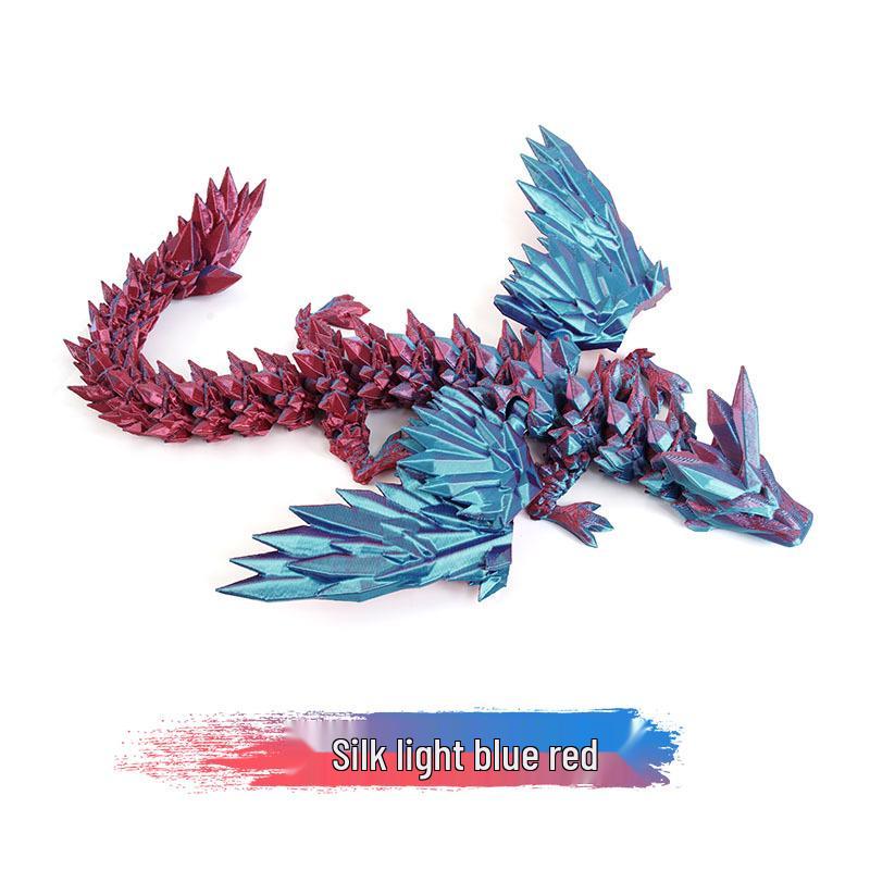 3D Printed Expandable Winged Crystal Dragon Ornament - Gemstone Dragon Children's Toy