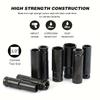 15pcs 1/2 Inch Hex Impact Wrench Sockets Black Finish Heavy Duty Socket Set Carbon Steel Deep Sleeve For Auto Repair