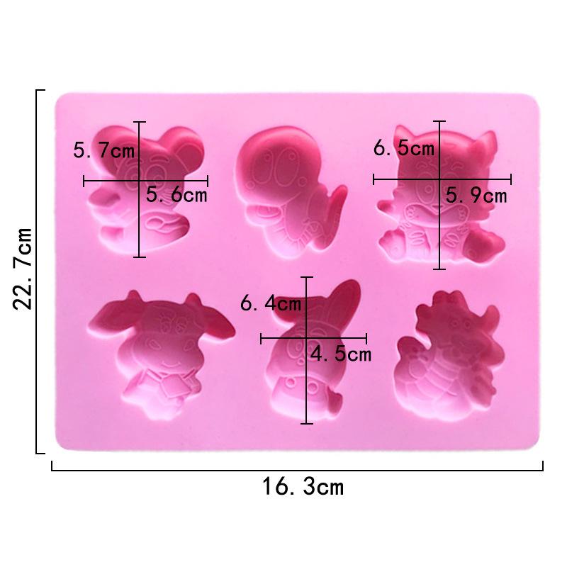 2 Pack Chinese Zodiac Silicone Soap Mold Animal Baking Mould Chocolate Kitchen Accessories Moldes De Silicona Para Jabones Pig