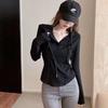 Women's Autumn 2024 Hooded Long Sleeve T-shirt with Waist-Cinching Slim Fit