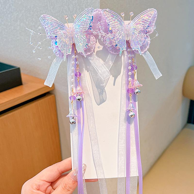 Mid-Autumn Hanfu Fairy Hair Clip - Women's & Children's Ancient Style Floral Tassel, Sweet Accessory for Girls