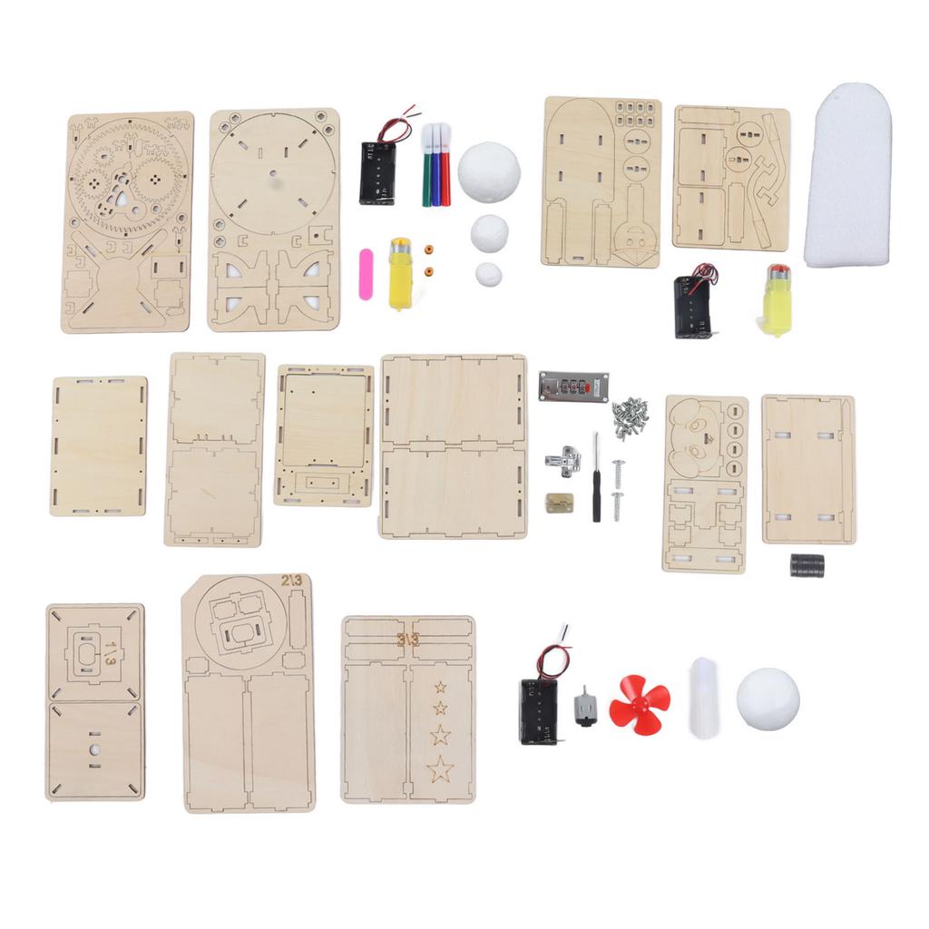 3D Wooden Puzzles for Kids 5 in 1 Model Building Kits DIY Wood Craft Assembly Project Gift Toys