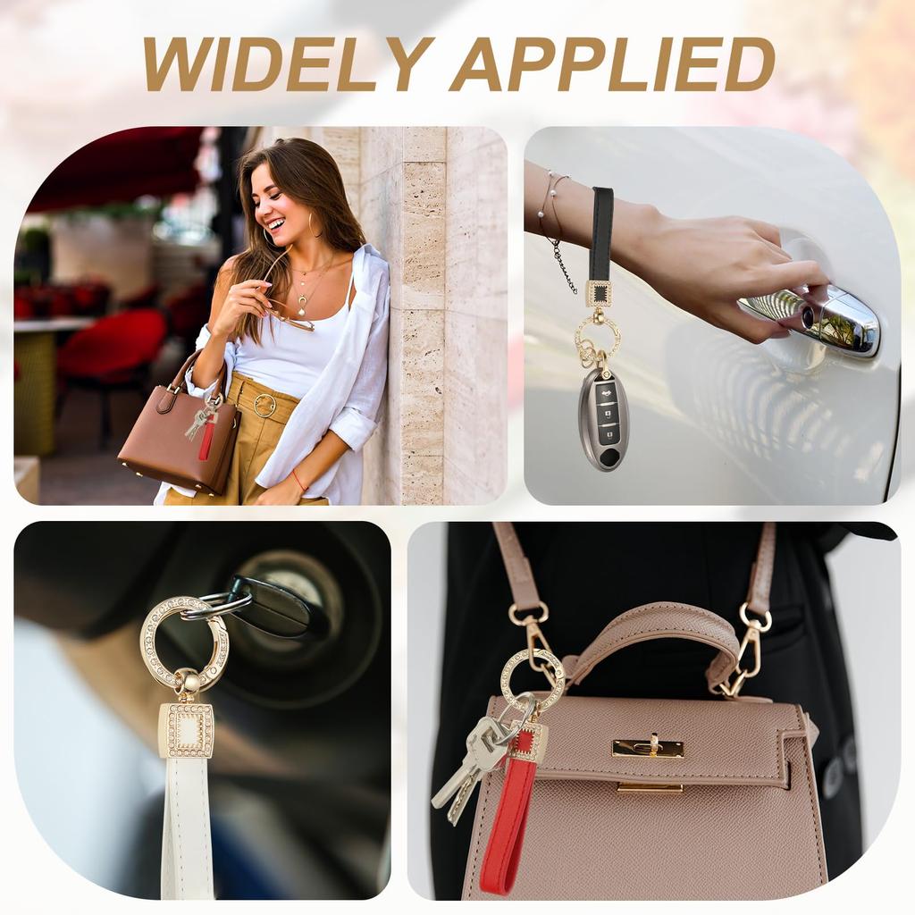 uxcell Leather Wristlet Keychain with Metal Key Ring and Car Unisex Wristband Red Anti-Loss D-Ring, Keychain, Keychain,