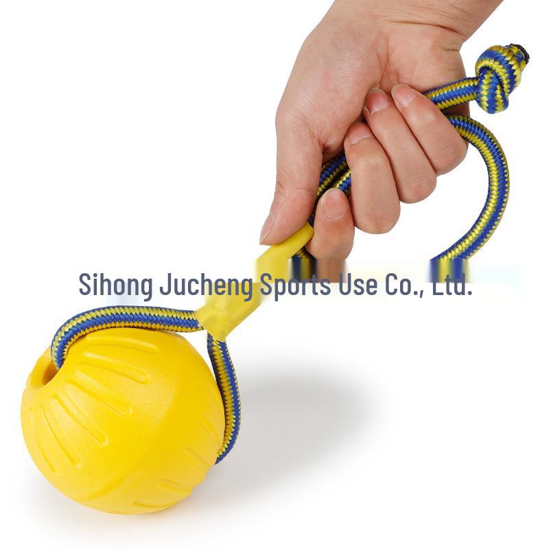 Elastic Bite-Resistant Dog Ball with Pull Ring for Medium to Large Dogs - Malinois Training Toy
