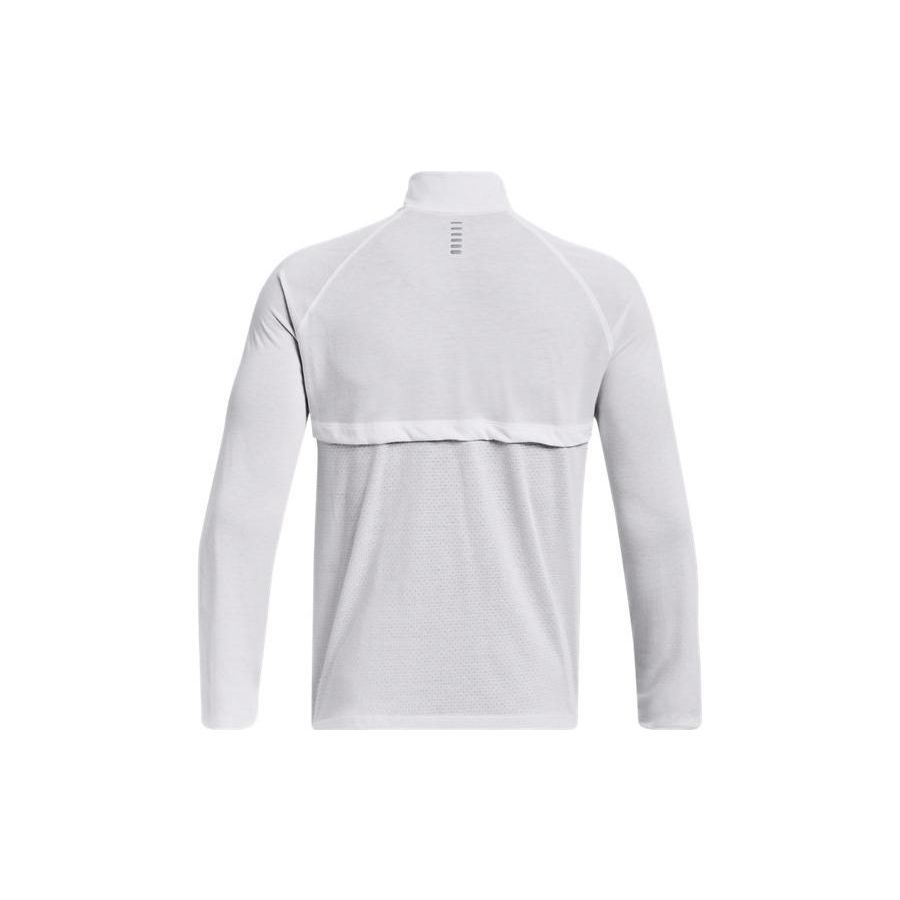 Under Armour Solid Color 1/2 Zip Running Breathable Crew Neck Pullover Long Sleeve Raglan T-Shirt Men Tops White 1361474-100