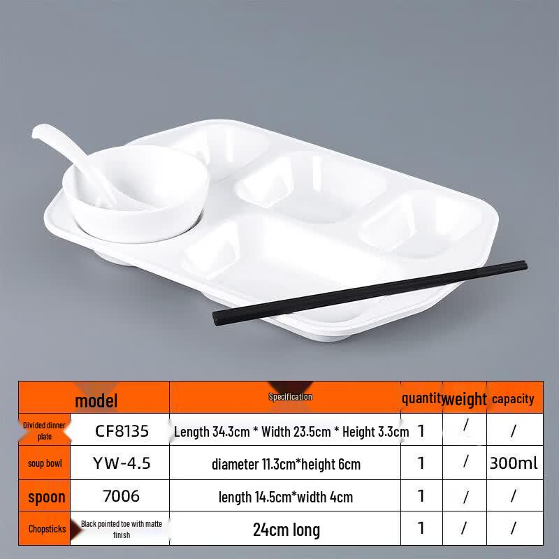 Commercial Melamine Divided Meal Tray Set