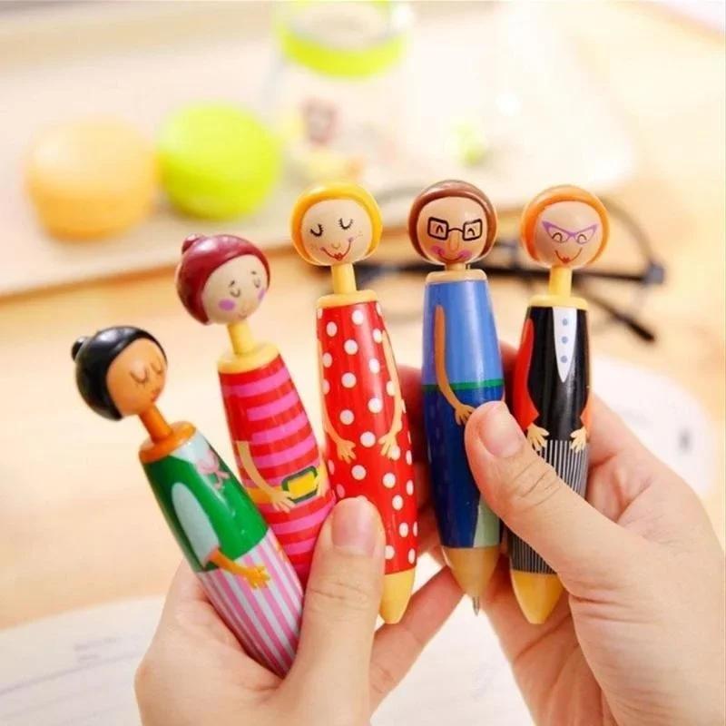5PCS Cute Fun Cartoon Ball-point Pen Doll Pen Student Office Stationary Gift  Funny Pen