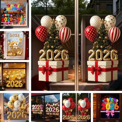 45659 Fogli 2026 Adesivo Statico Rimovibile Impermeabile per Vetri Capodanno Vacanza Buon Anno