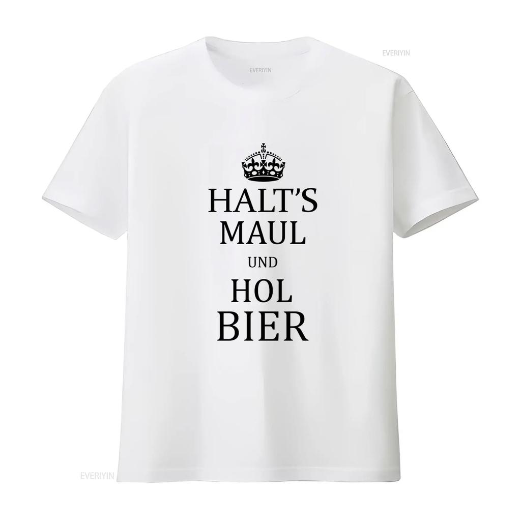 Lustiges Damen Slogan T-Shirt Halts Maul Und Hol Bier Design Schwarz S M L vintage gewaschen Mode Designer Kleidung