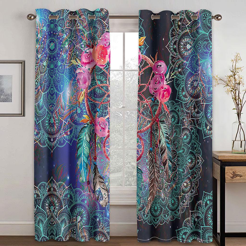 Dreamcatcher Printed Woven Curtains Two Independent Curtains On The Left and Right Blackout Curtains for Bedrooms