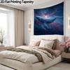2D Flat Celestial Whale Wall Hanging, Deep Blue Cosmic Ocean Scene with Bright Whale and Starry Night Sky, Horizon, 1 Pc.