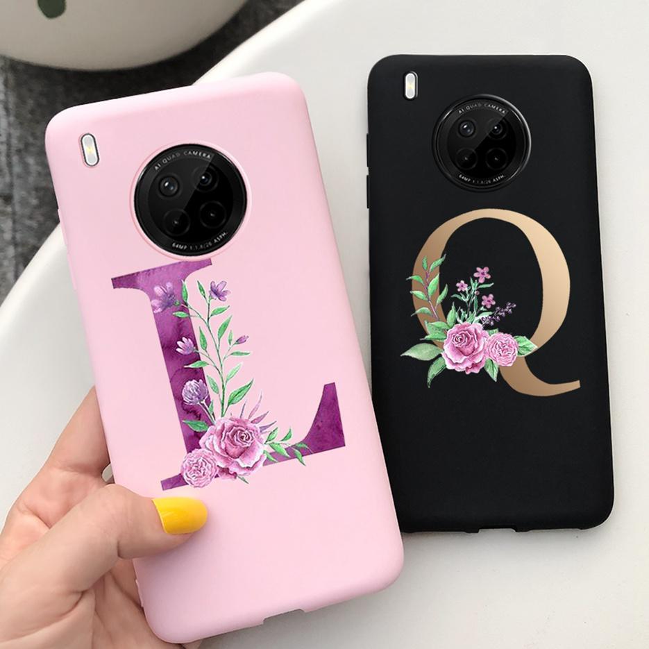 For Huawei Y9a 2020 Case 6.63'' Cute 26 Letters Cover Case For Huawei Y9a Y 9a Soft TPU Fundas HuaweiY9a Shockproof Phone Bumper