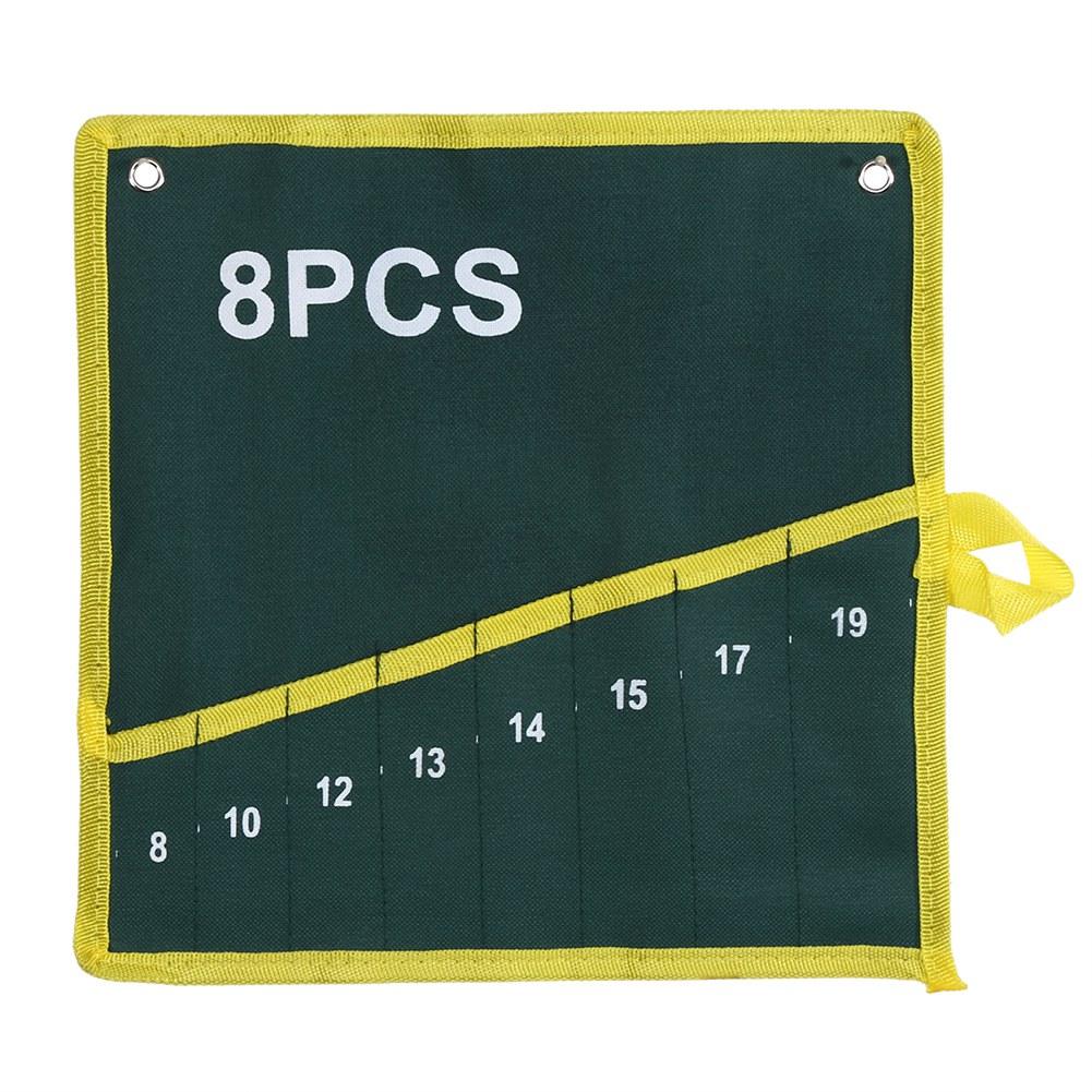 1Pc Durable Canvas 6 8 10 12 14 25 Pockets Spanner Wrench Tool Roll Up Storage Bag Green