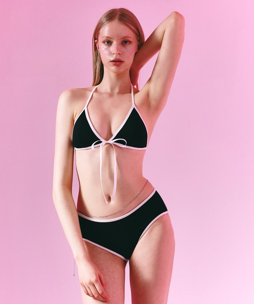 VINAJ Ribbon Triangle Bikini Bra (Black)