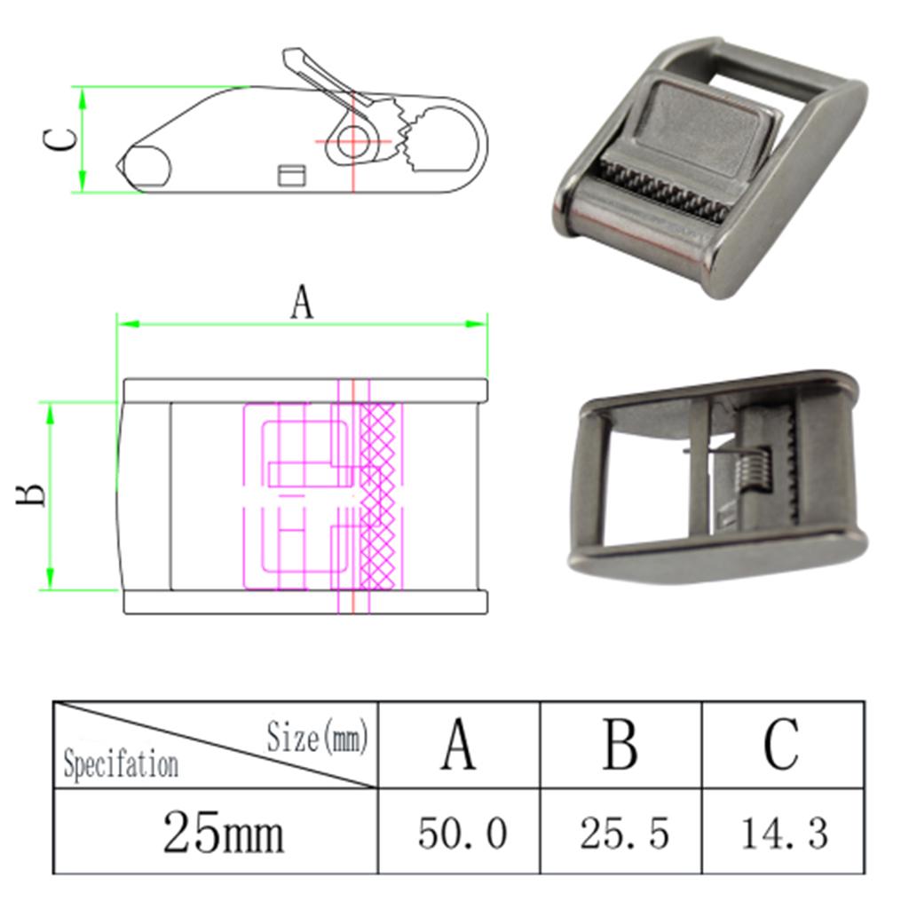 

25mm 316 Stainless Steel Cam Buckle For Tie-Down Luggage Cargo Load Straps China Mainland