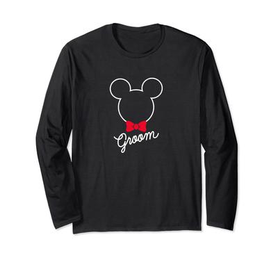 Disney Mickey Mouse Bow Tie Groom Wedding Long Sleeve T-Shirt