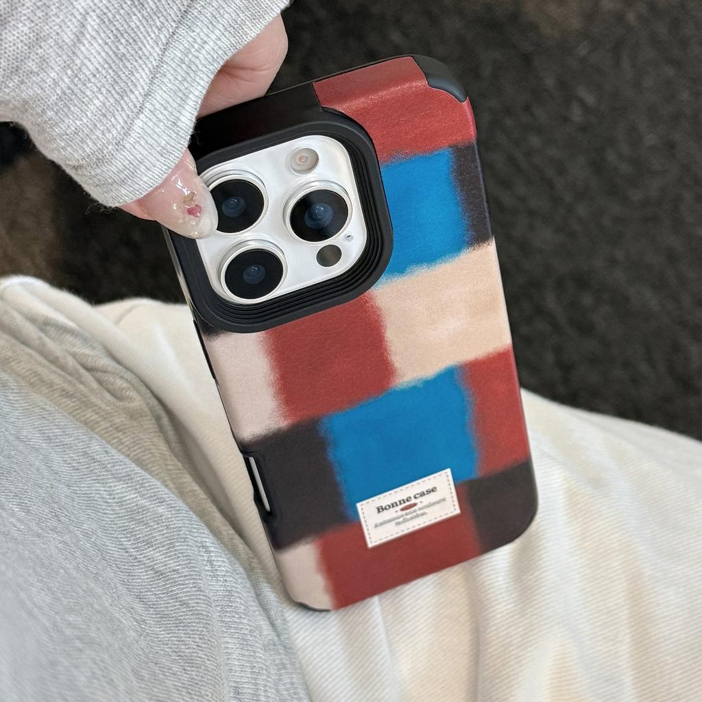 Personalized Retro Plaid Splicing for IPhone 16 Promax for Apple 17 Phone Case 15 Premium 14 Leather 13