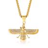 Men's Titanium Steel Pendant with Rhinestone Zoroastrian Faravahar Symbol Necklace PN1202