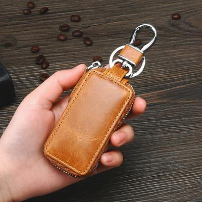 Genuine Leather Car Key Holder Zipper Bags Keys Smart Housekeeper Mini Small Organizer Cases Key Bag