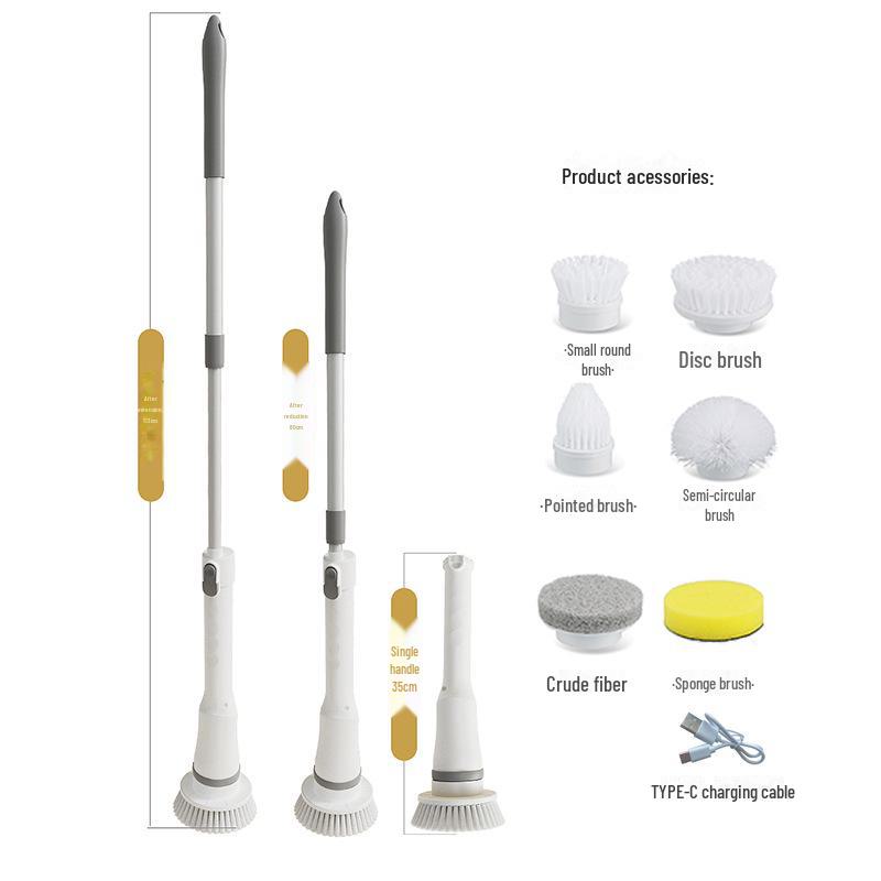 

Retractable Wireless Handheld Electric Cleaning Brush with Long Handle for Multifunctional Bathroom Cleaning