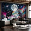 Wolf Art Wall Tapestry Aesthetic Wall Hanging Printed Fabric Blanket Decorative Tapestries for Bedroom Living Room Home Decor