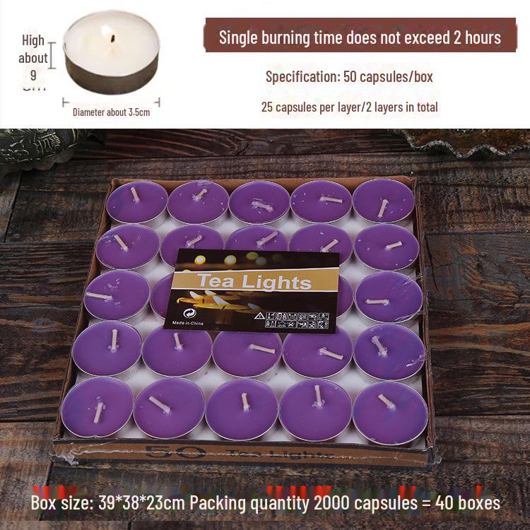 50pcs Box of Romantic Aluminum Shell Tea Candles - Creative Birthday Love Design, White Wax for Weddings & Hotels