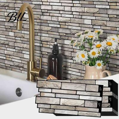 Zdejmowana Okładzina Ścienna Backsplash typu Peel and Stick, Panele Ścienne 3D Cegła, Samoprzylepne Materiały Dekoracji Wnętrz Płytki, Tapeta Imitująca Kamień,