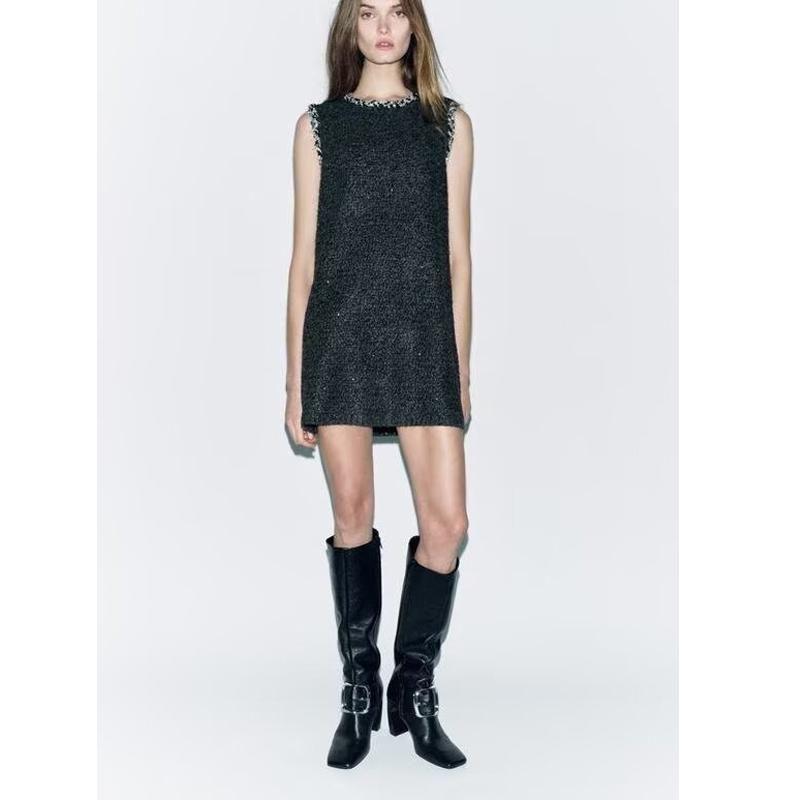 Autumn and Winter New Women clothes Graceful Temperament Sequin Lace Knitted Short Vest Dress 8146108