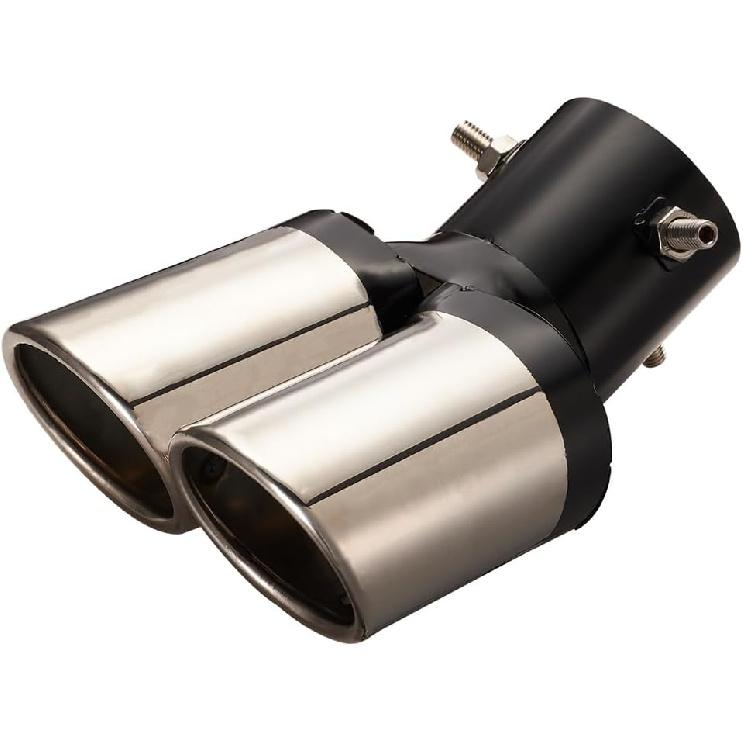JSCARLIFE Car Dual Exhaust Tip, Universal Fashionable Silver Stainless Steel Car Muffler End Exhaust Trim Tail Pipe Tip, Automotive Exterior серебряный