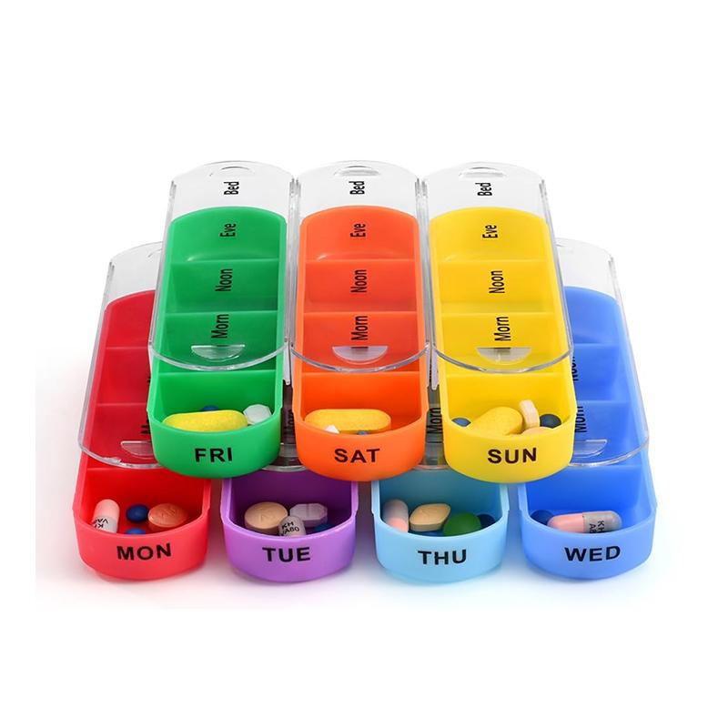 1Pcs Travel Weekly Pills Organizer 7 Day Pill Case Medicine Box 7 Compartments Portable Pill Container