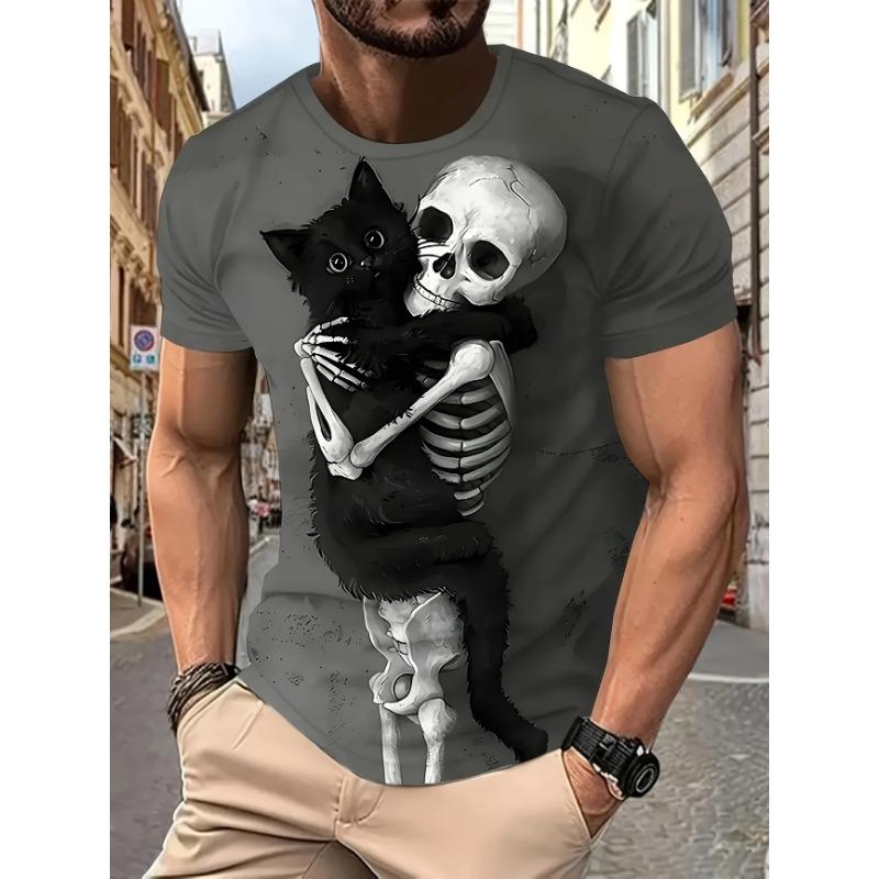 Letní pánské tričko Vtipný potisk Krátký rukáv Letní outdoorová móda Kulatý výstřih Topy Pánské oblečení Abstraktní umění