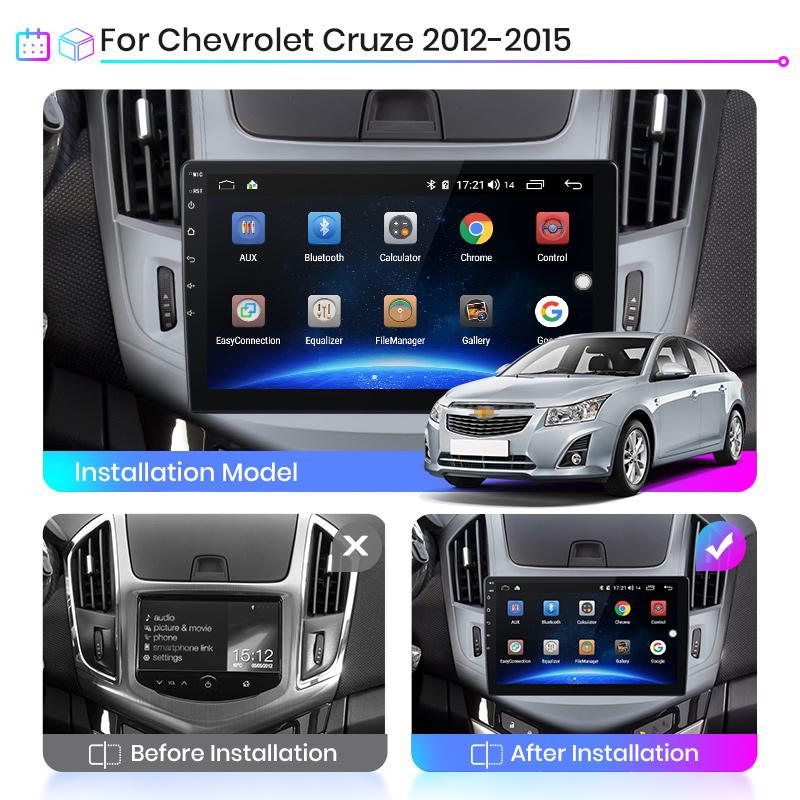 2 Din Autoradio Carplay Android 9 Zoll Touch Screen GPS Navigation Multimedia Player Für Chevrolet Cruze 2012-2015 mit Rahmen