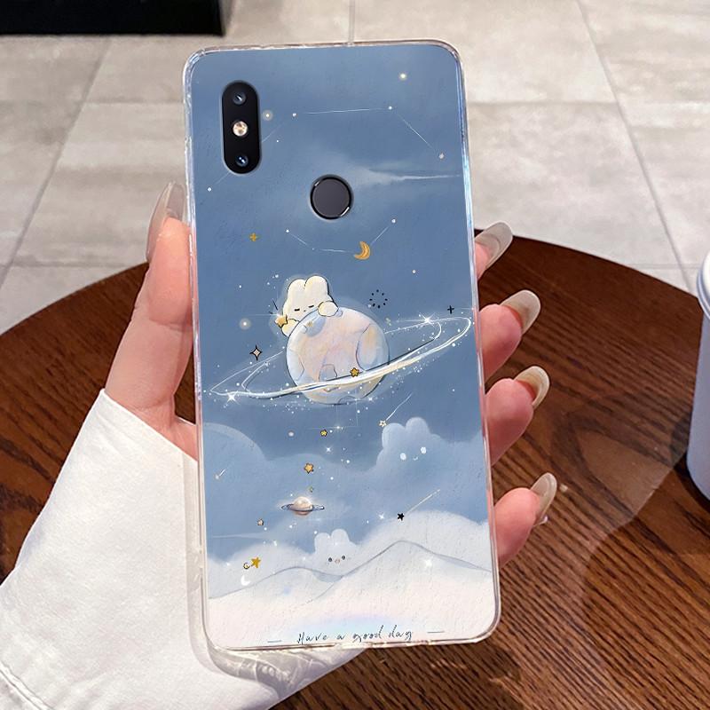 Jelly Casing For Xiaomi Mi Mix 2s Fundas Protective Coque Clear Silicone Soft TPU Back Cover Cute Rabbit Cat Dinasaur Phone Case