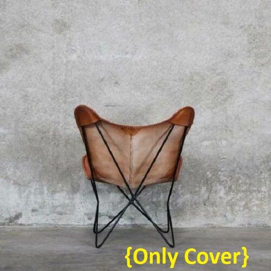 {Nur Bezug} Handgefertigter Büffelleder Schmetterlingsstuhl Modernes Lounge Akzent Ersatz