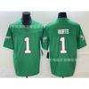 Philadelphia Eagles NFL Jersey 1 Jalen Hurts Green Embroidered Football Shirt Men