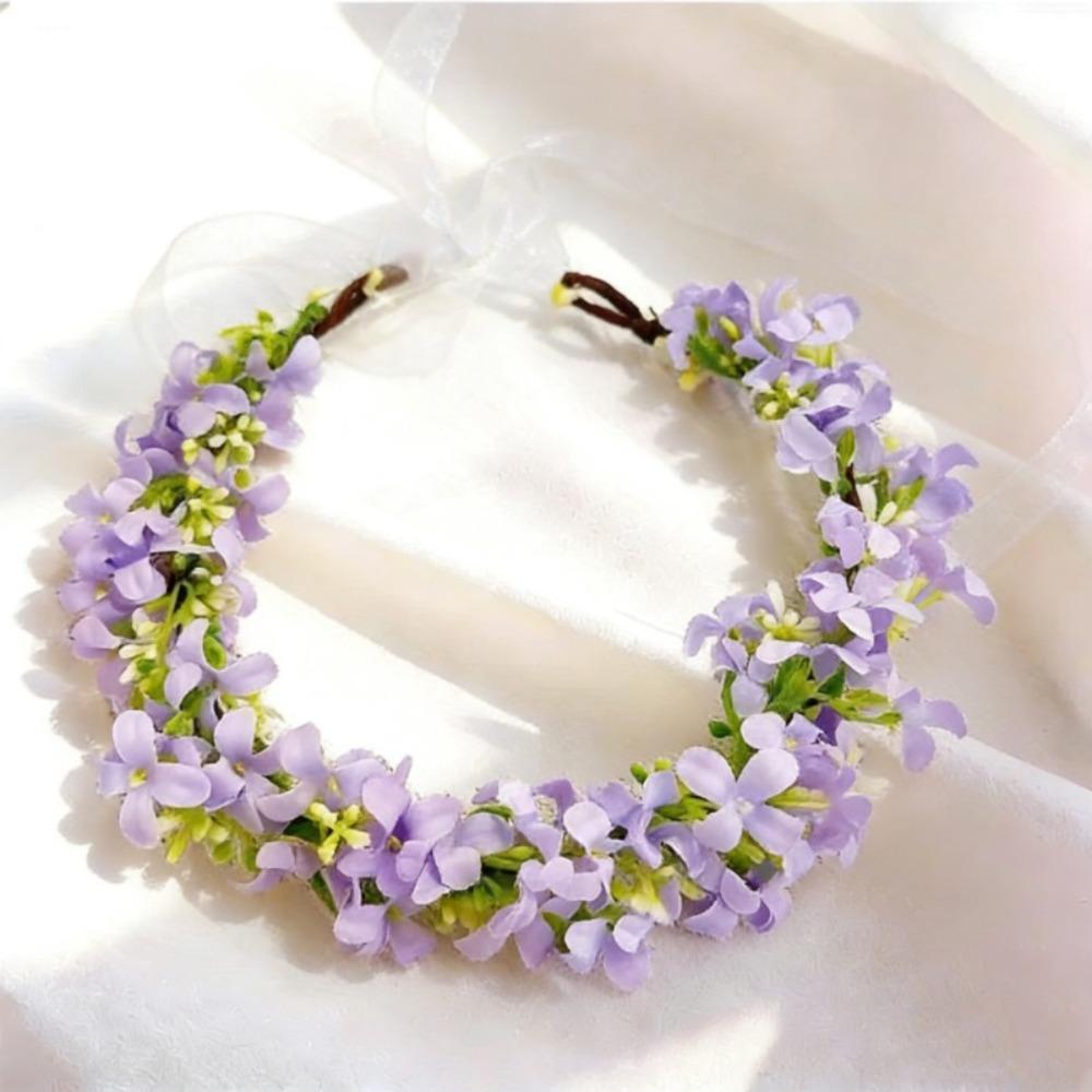 

Pastoral Scenic Rapeseed Flower Wreath Flower Garland Bright Cloth Flower Floral Headband Girl Children s Hair Accessories фіолетовий