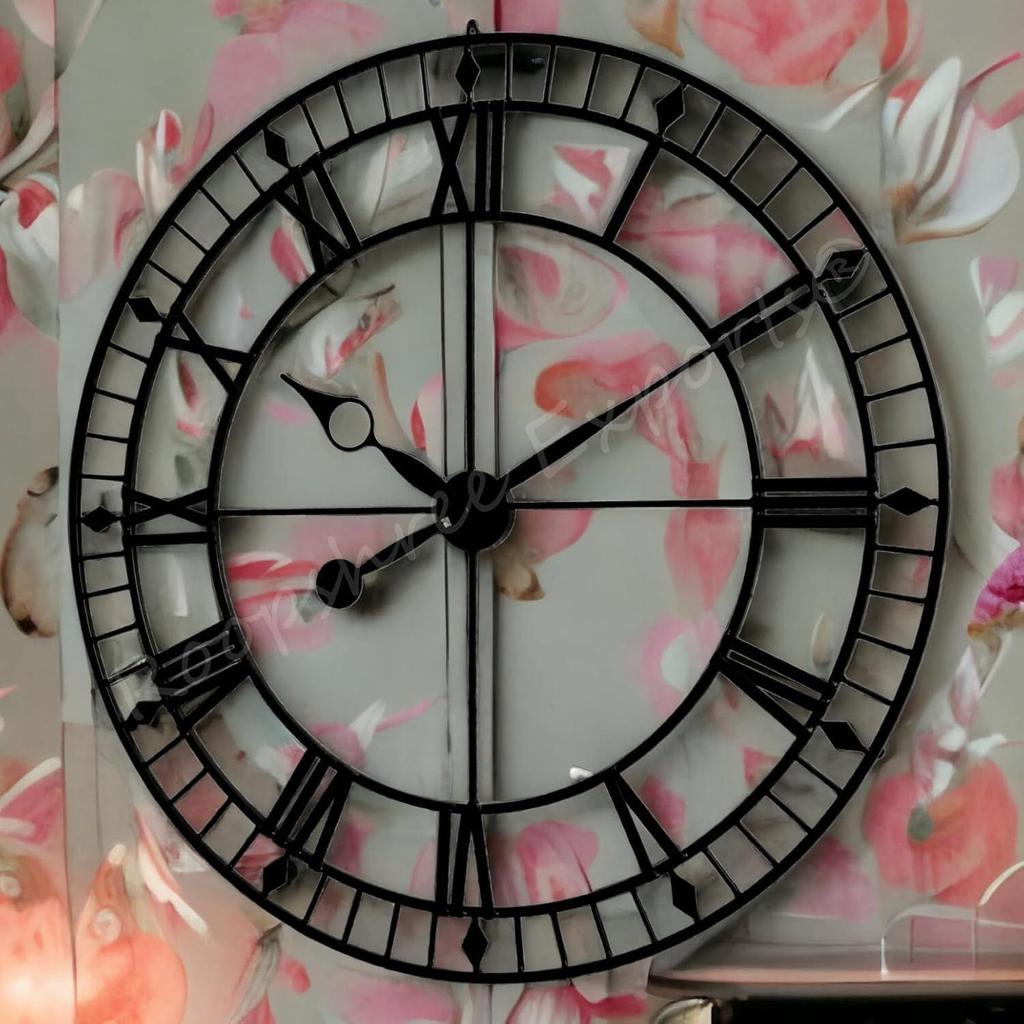 Clock Iron Hand-Crafted Black Extra Large Wall Clock/One Year Warranty / 9053-42, Analog, 42 Inch