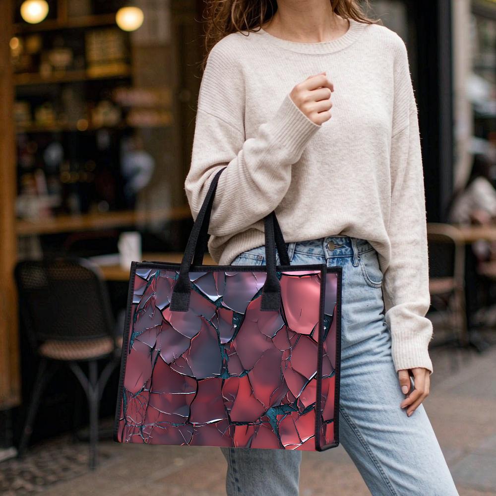 Chic Cracked Pattern Tote Bag Large Capacity Handbag for Daily Commute
