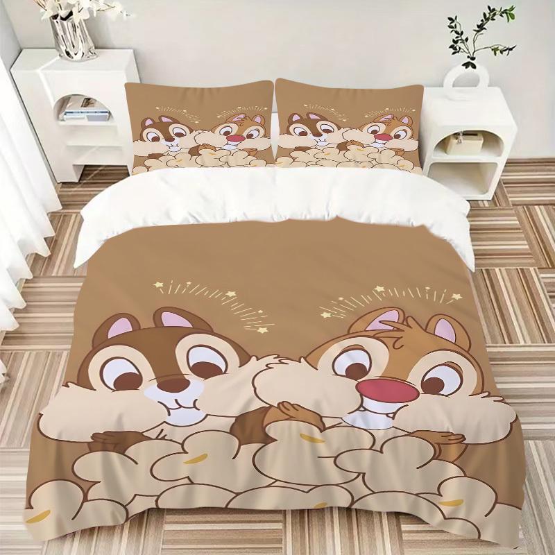 3pcs Chip 'n' Dale Printed Bedding Set,(Includes 1 Duvet Cover And 2 Pillowcases, Quilt Not Included) yy250814081