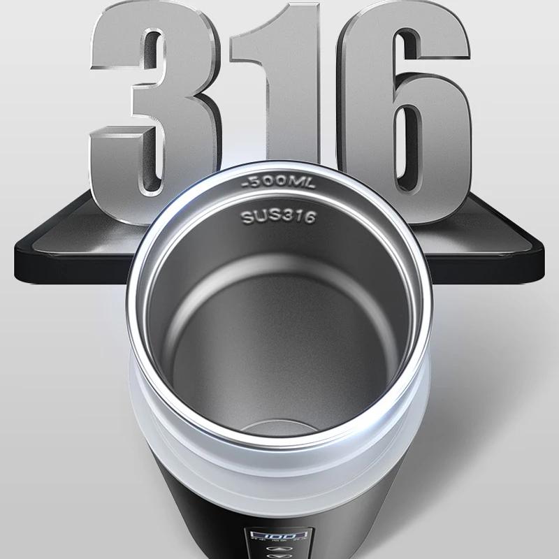 Stainless Steel Thermal Mug 500ml Car Heating Cup 12V 24V Electric Kettle Temperature Display Three Modes Travel Heater