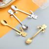 304 Stainless Steel Cat Spoon Creative Cartoon Cute Design Coffee Mixing Dessert Spoon Hanging Cup Spoon Durable Rustproof