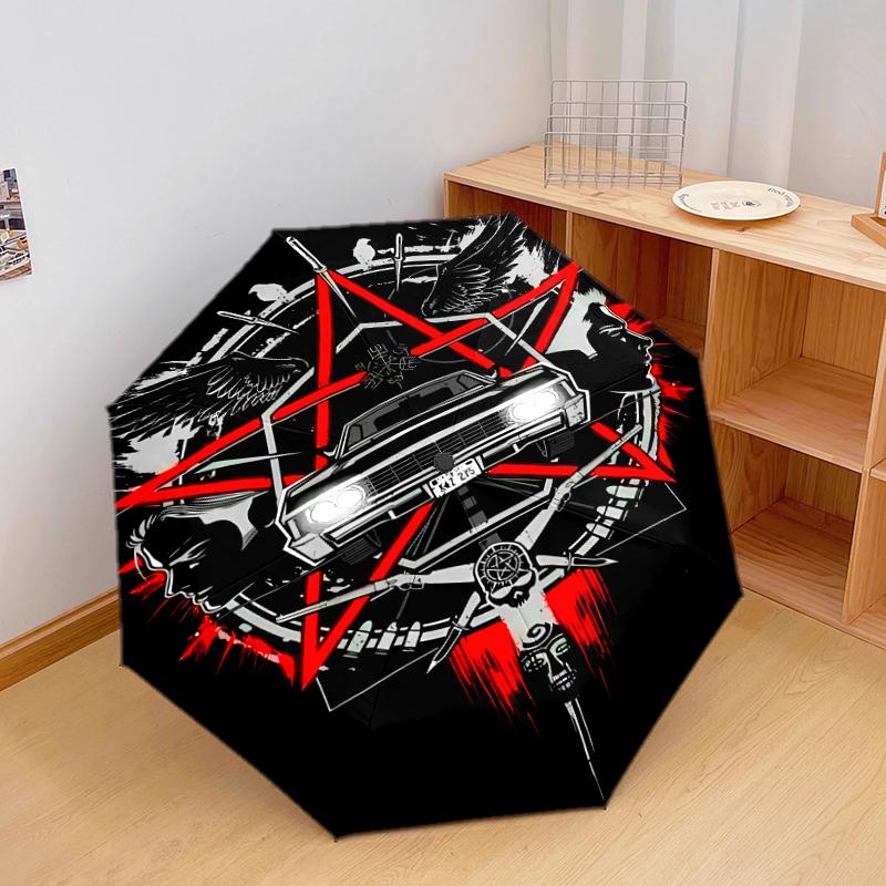 1 PC Automatic Folding Umbrella - Supernatural Pattern, Portable & Foldable Design with 8 Ribs, Christmas Birthday Gifts