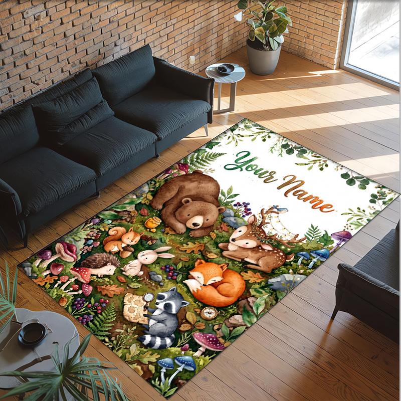 Family Friends Theme Crystal Velvet Rug Personalized Custom Name Text Soft Floor Mat Home Decor