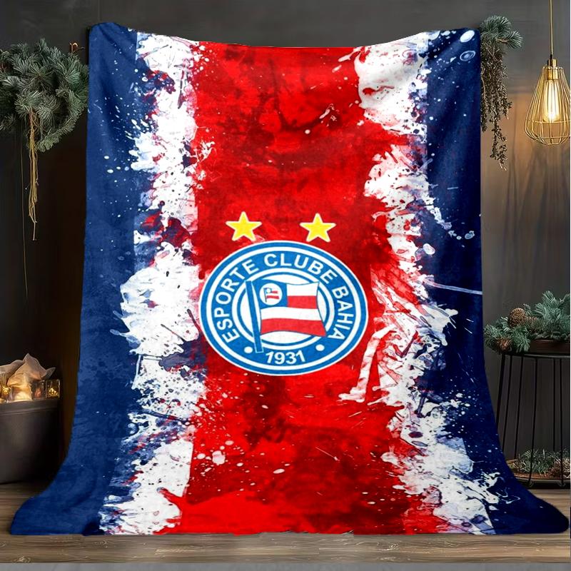 1 Stück Esporte Clube Bahia Sportverein Emblem Aufgedruckte Weiche Flanelldecke Überwurf für Schlafzimmer Wohnzimmer Sofa Camping Fan Geschenke Weihnachtsgeschenke