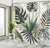 Tropischer Blatt-Duschvorhang Mit Monstera- Und Palmen-Design Modernes Boho-Badezimmer-Dekor Grün-Schwarz-Gold-Farbpalette Künstlerisch