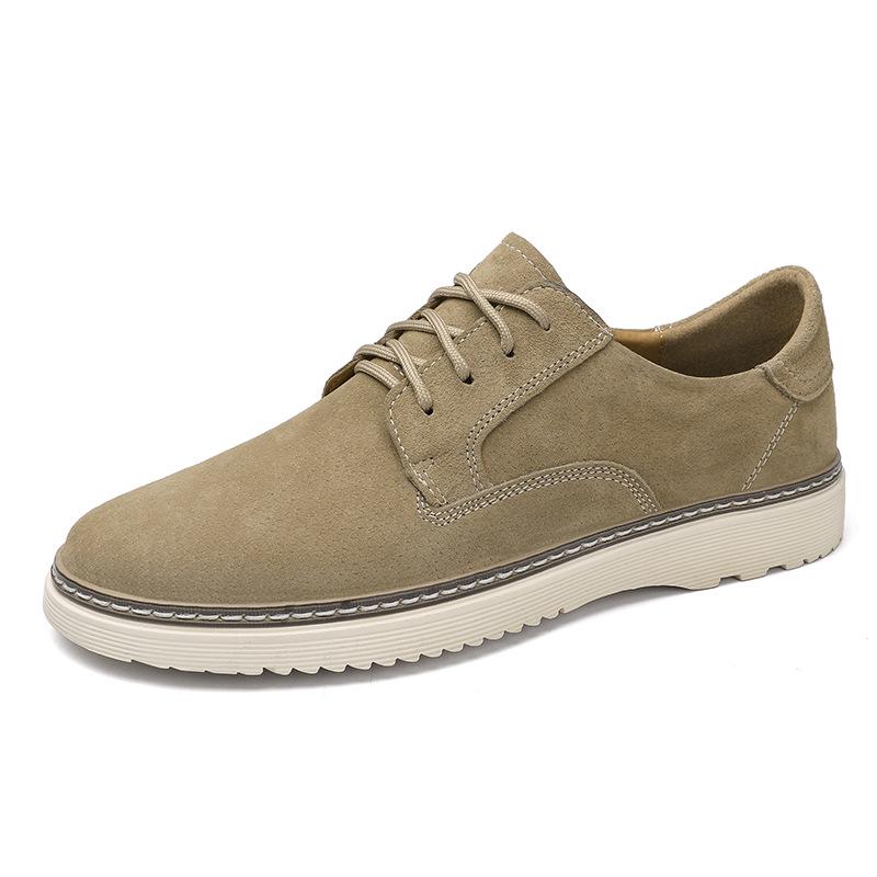 Men s Lace-Up Pigskin Non-Slip Rubber Sole Round Toe Casual Shoes 43